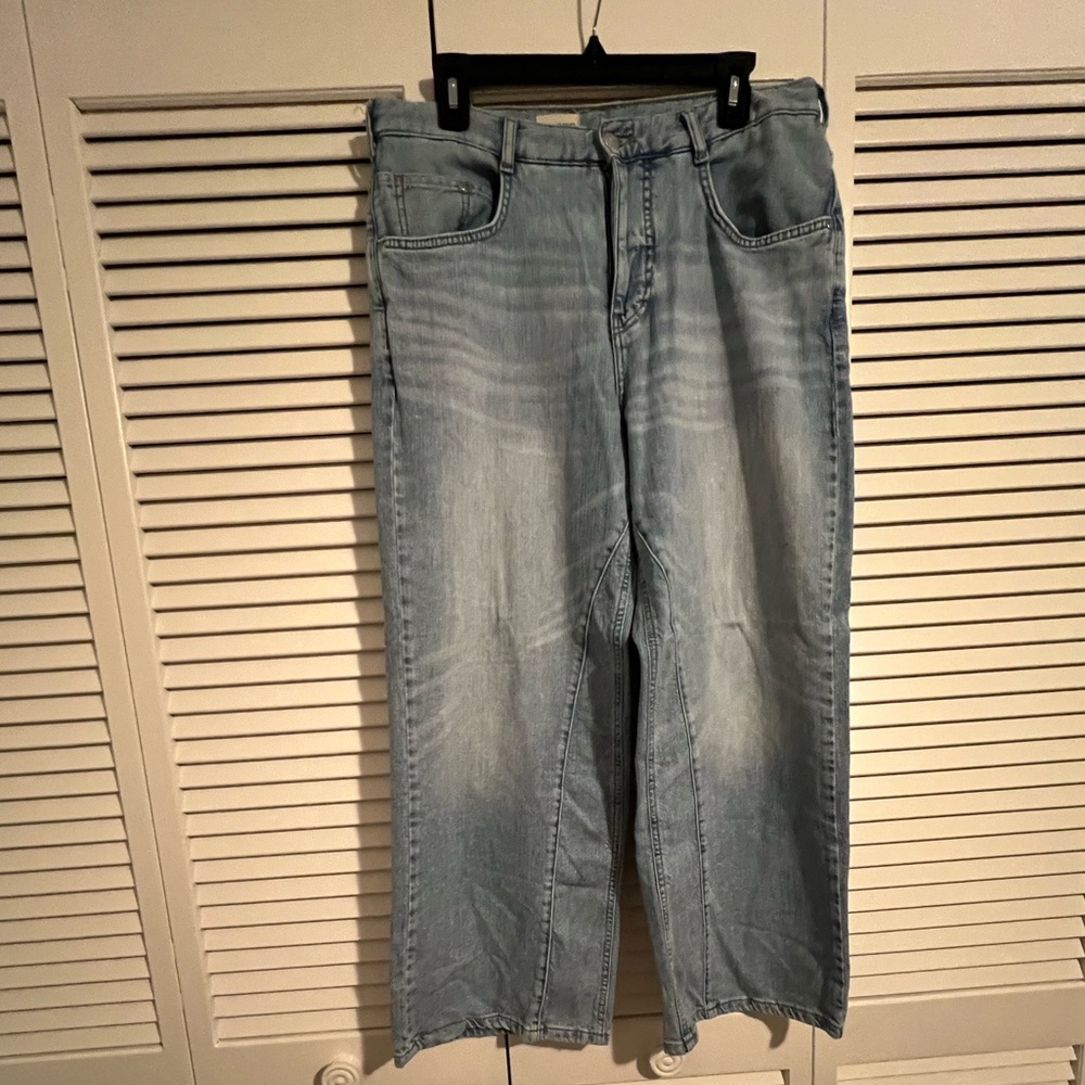 Pilcro Blue Boyfriend Jeans with Raw Hem